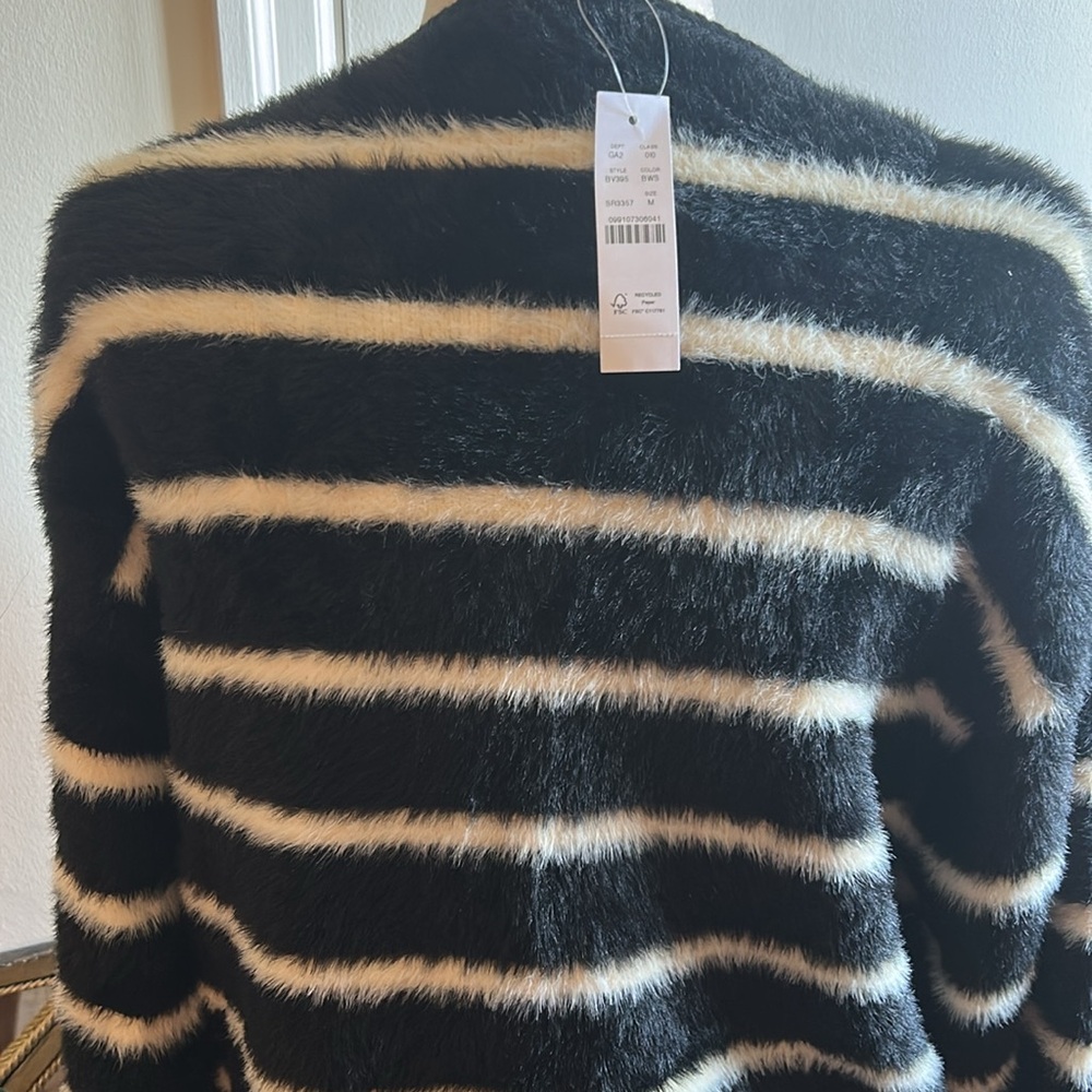 J Crew Lady Jacket Sweater in Striped Brushed Yarn Sz. Med NWT - Picture 9 of 9